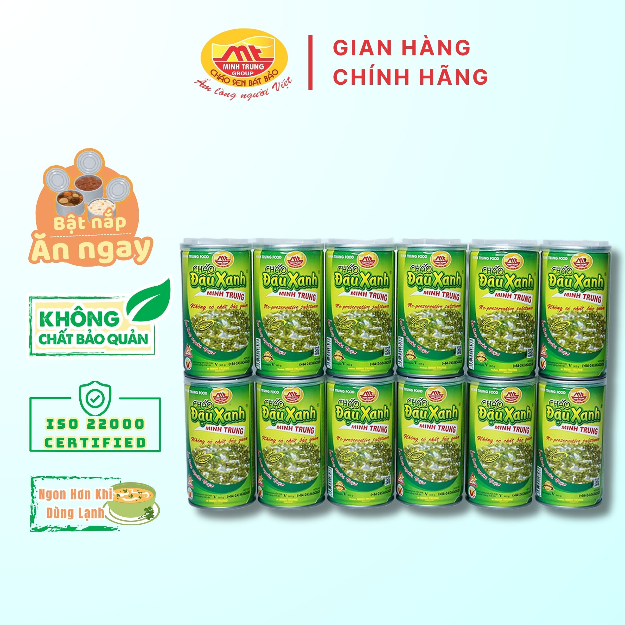 Cháo đậu xanh Minh Trung 365g - Cháo Đậu Xanh 12 (combo 12 lon)