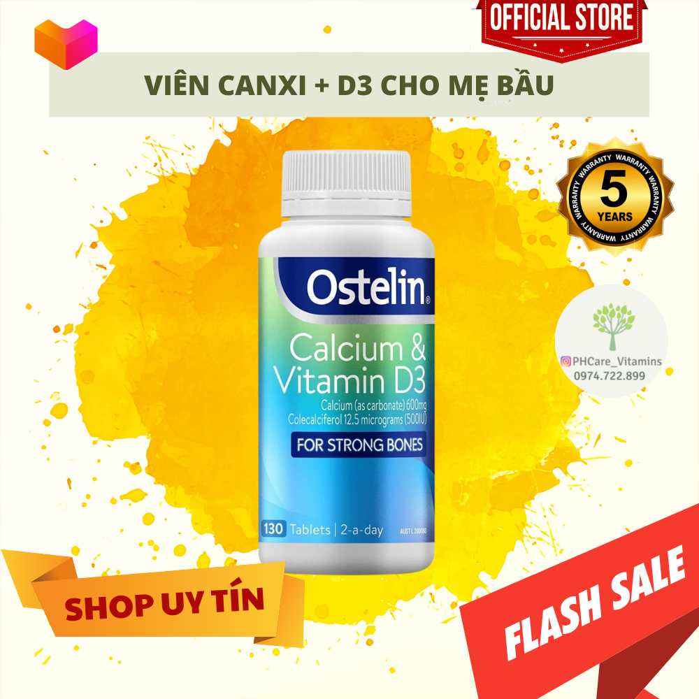 Ostelin Calcium & Vitamin D3 của Úc (Mẫu mới nhất – 130 viên)