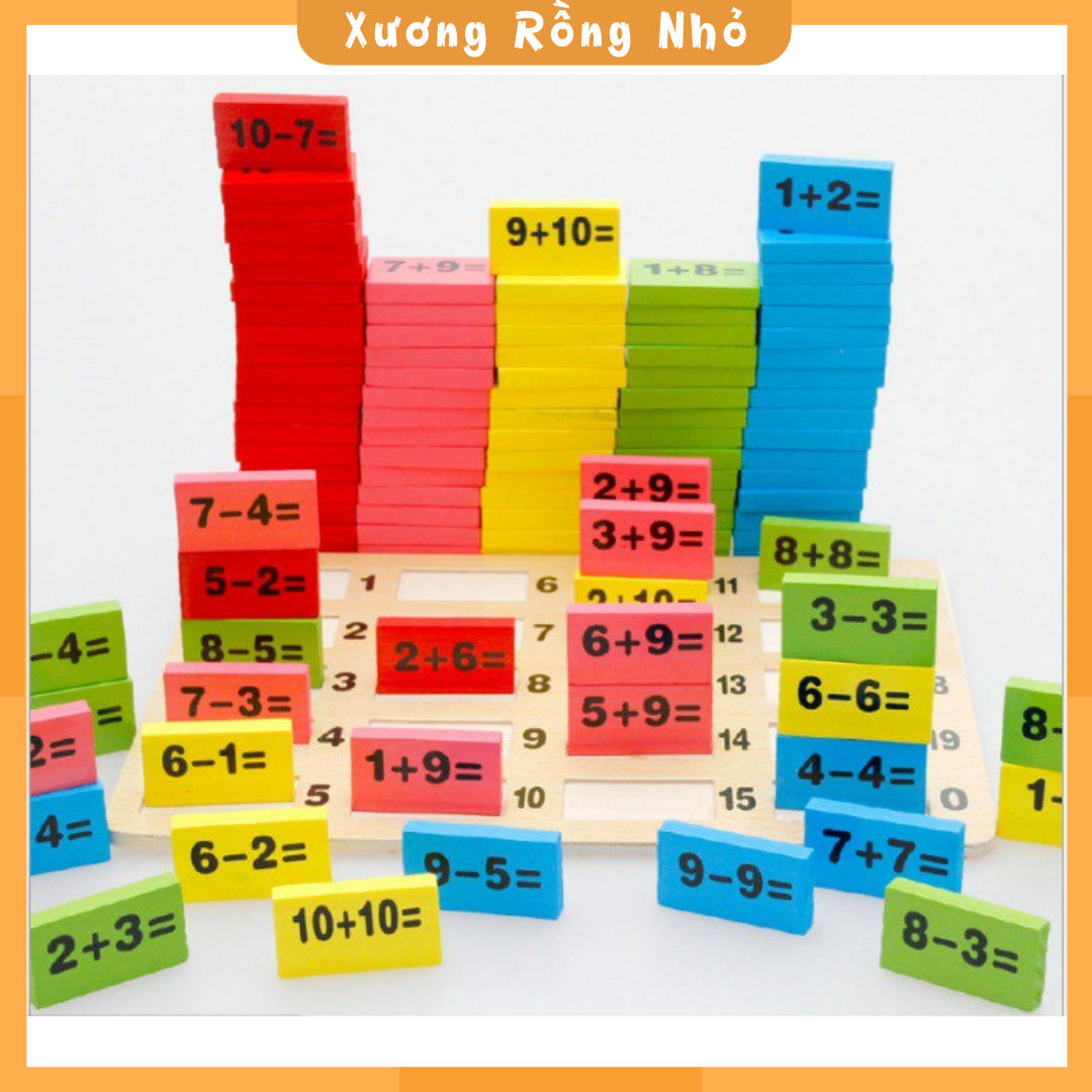 Đồ chơi Domino 110 quân bằng gỗ [Domino toán học - Ghép hình - Bộ xếp hình cho bé]