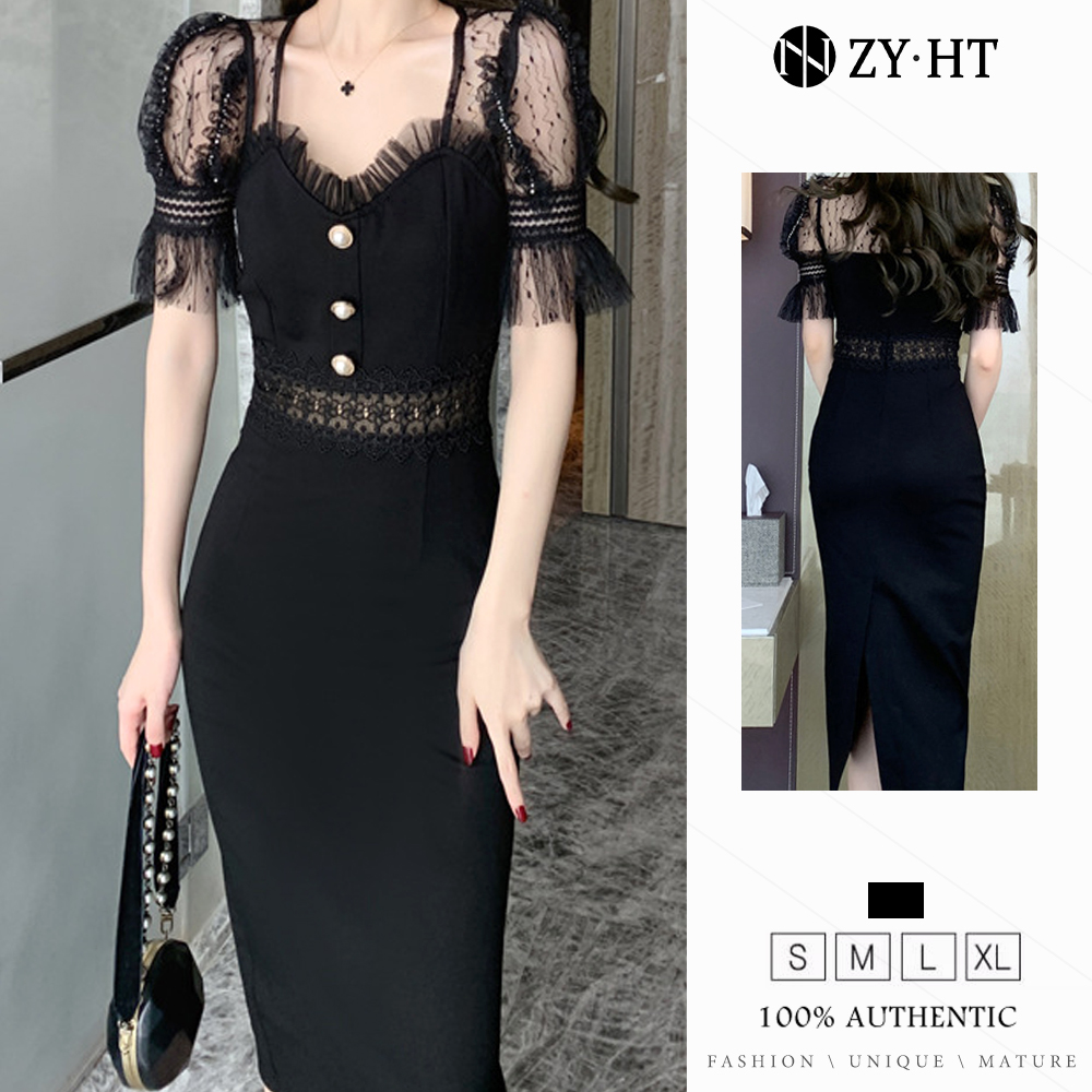 ZYHT eravogue Đầm đen Đầm nữ dự tiệc cưới đẹp váy đi tiệc cưới Đầm thời trang Đầm thanh lịch Đầm phong cách sexy đầm đẹp 4027