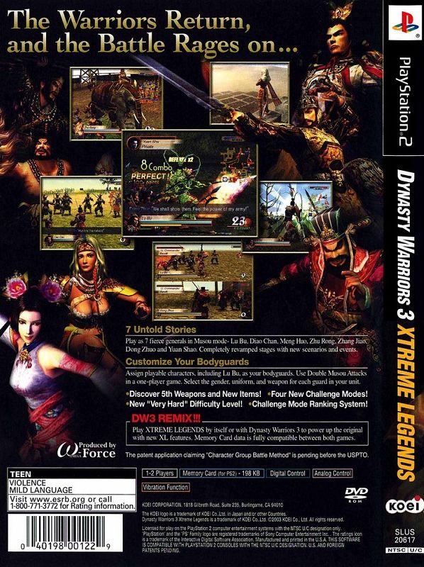 Đĩa game PS2, Dynasty Warriors 3: Xtreme Legends.