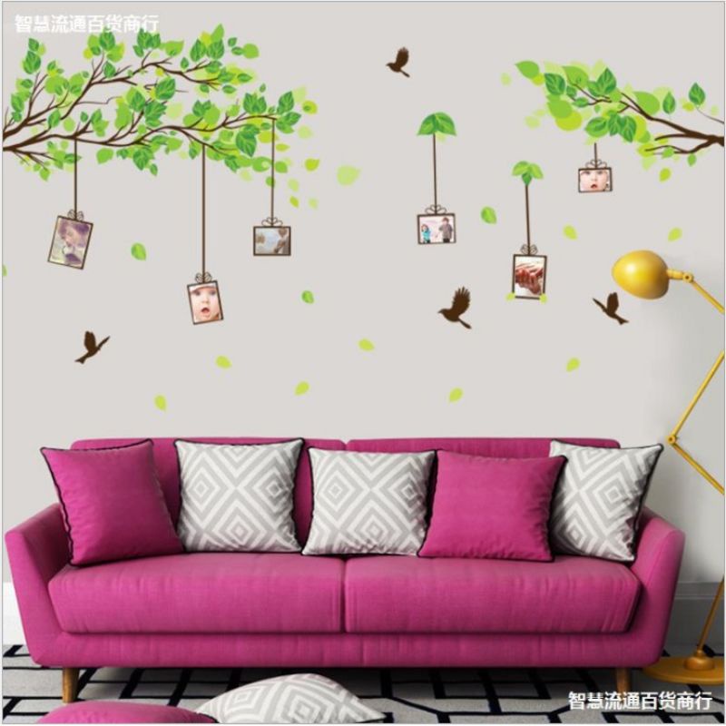 Decal dán tường khung ảnh cành cây, sẵn keo dán