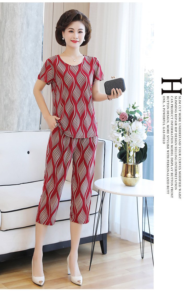 Bộ thun lạnh trung niên họa tiết