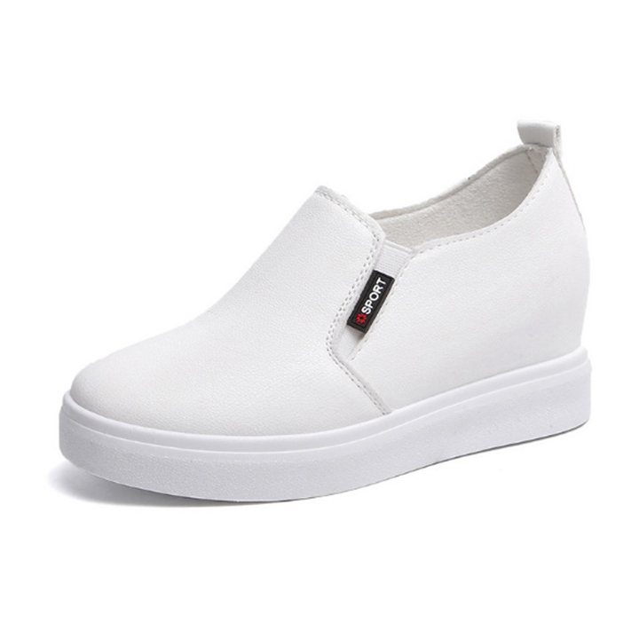 [CHẤT LƯỢNG] Giày độn đế nữ, giày slip on nữ độn đế da trơn và lazer lổ thoáng khí cao 6cm, êm chân S065