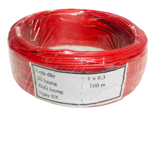 Cuộn 100 mét dây điện đơn 0.3mm màu đỏ đen lõi đồng nhiều sợi