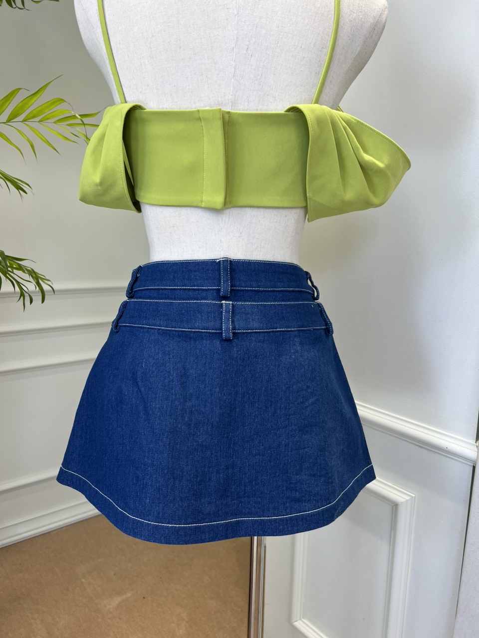 COCO SIN - Croptop Xanh Phối Khoen