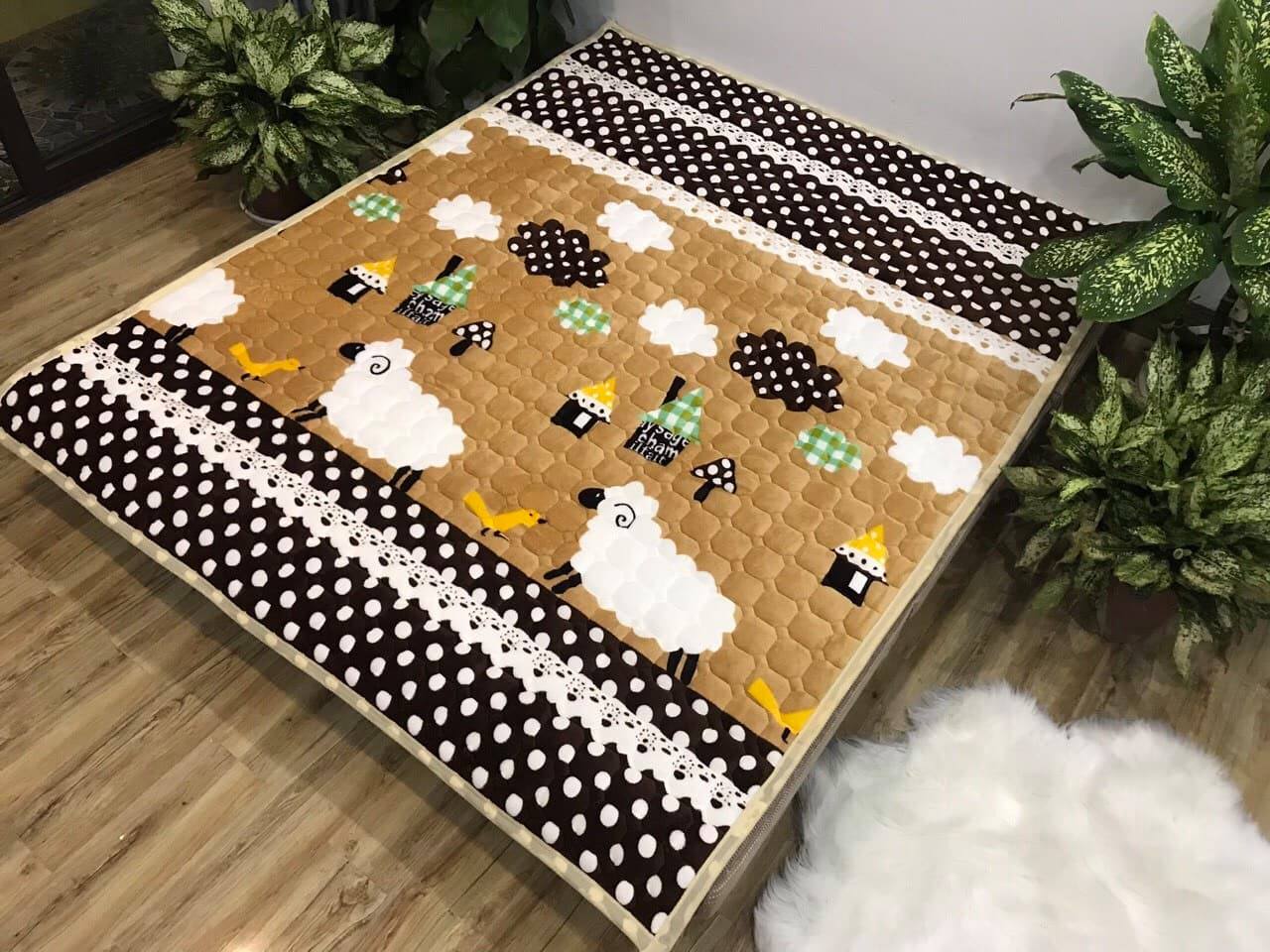 Thảm trải giường lông cừu kích thước 1m6 x 2m (Nhiều mẫu lựa chọn)