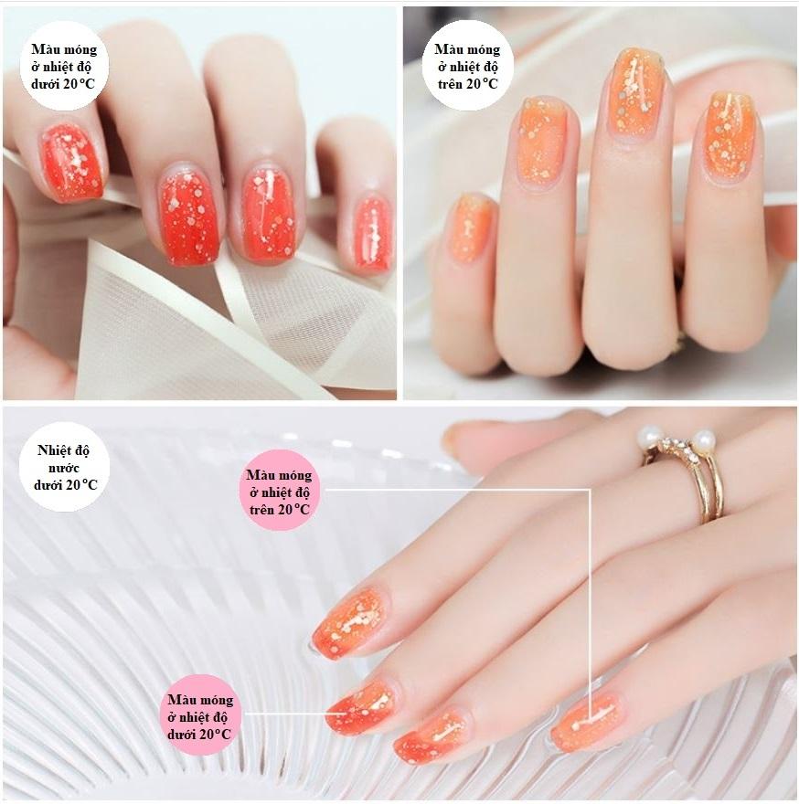 Sơn móng tay biến đổi màu, màu Cam Đỏ