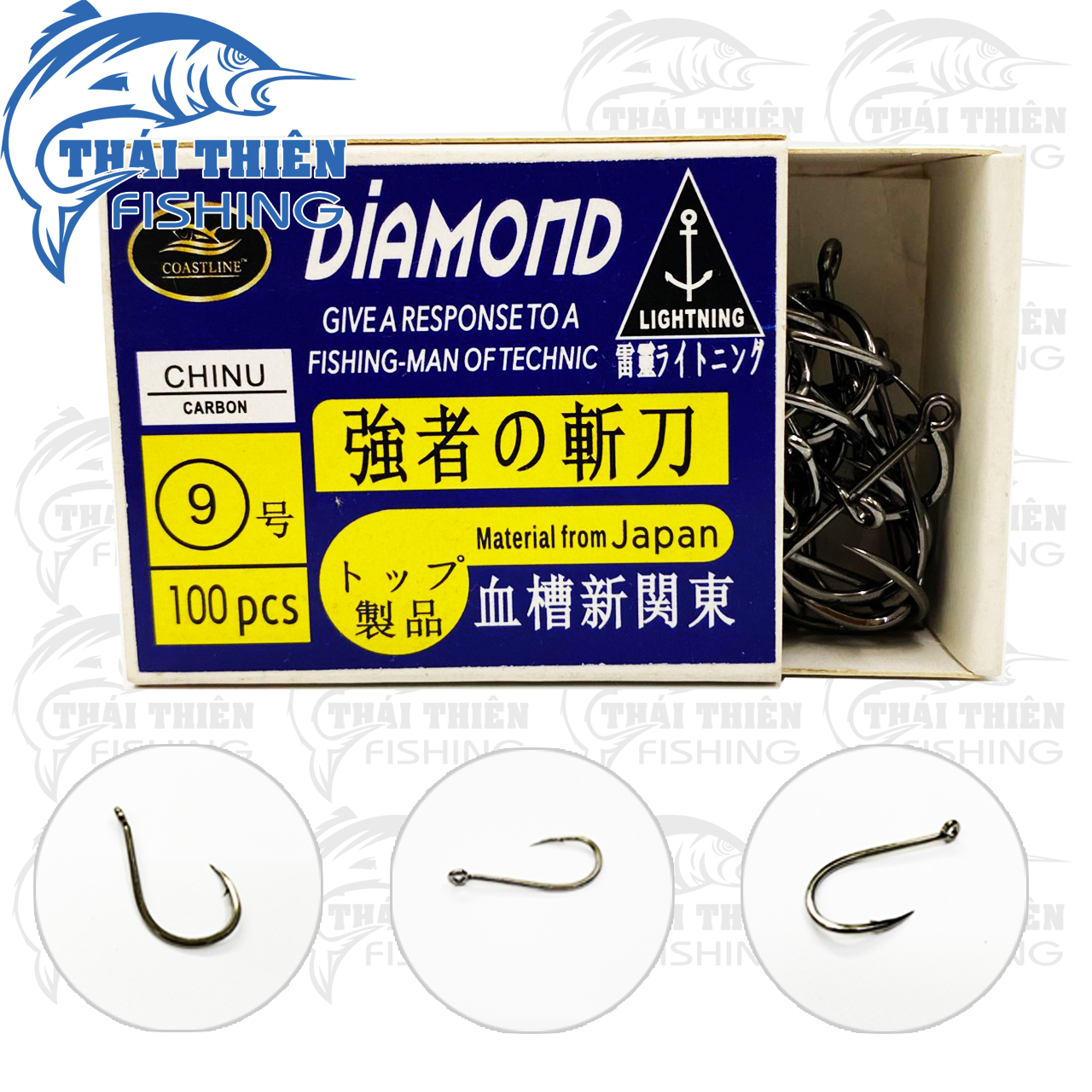 Lưỡi Câu Cá Chinu Carbon Coastline Diamond Hộp 100 Cái