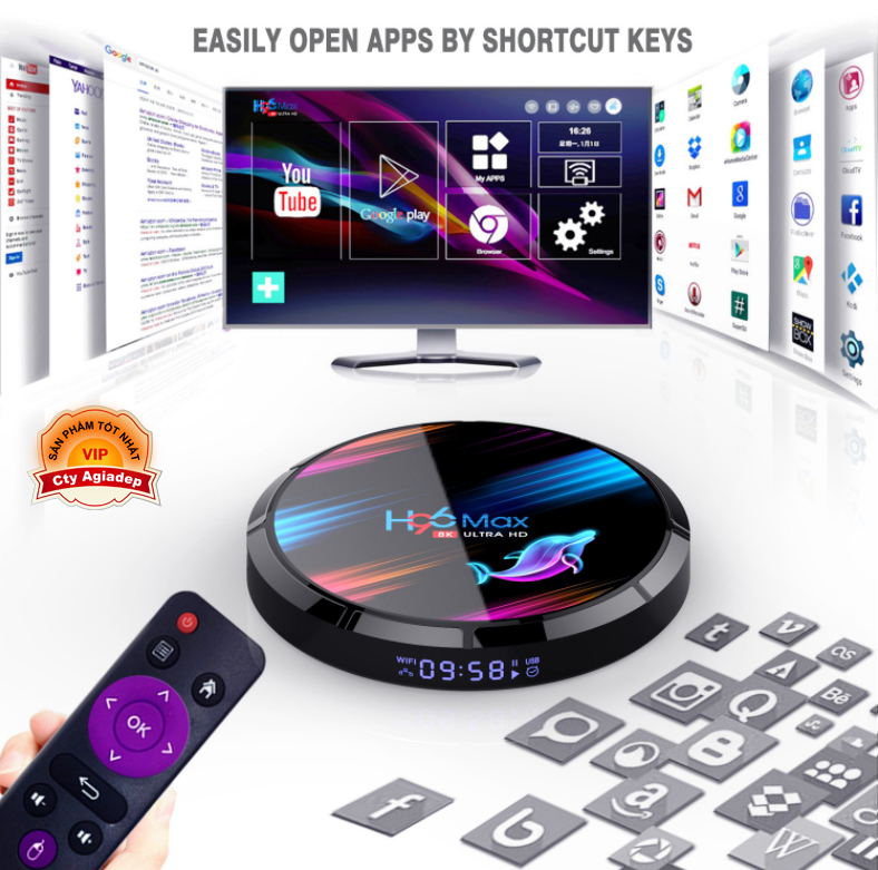 Tvbox H96max 8K S905X3 Ram 4+64 Bluetooth tivibox của Agiadep