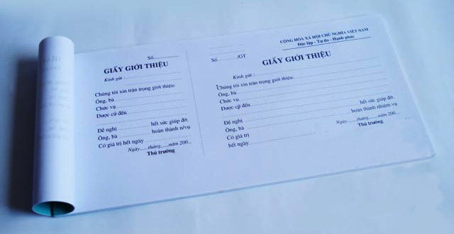 Quyển Giấy giới thiệu (1 liên)