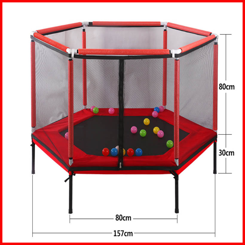 Hexagon spring shrug, with handrail, sturdy steel frame, 120kg load, help children to increase the resistance, have around protective grid, trampoline stand, spring trampoline, jump tent, size 157x110cm