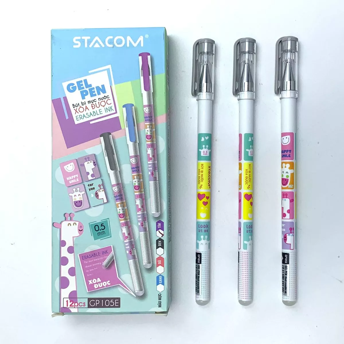Bút gel xóa được STACOM GP105E - Mực Tím / Xanh / Đen