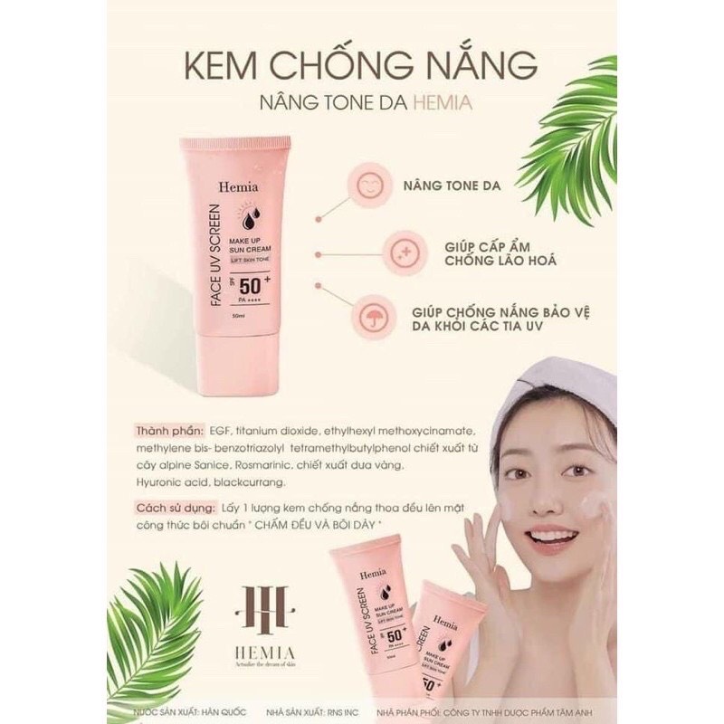 Kem chống nắng Hemia 50ml Hàn Quốc