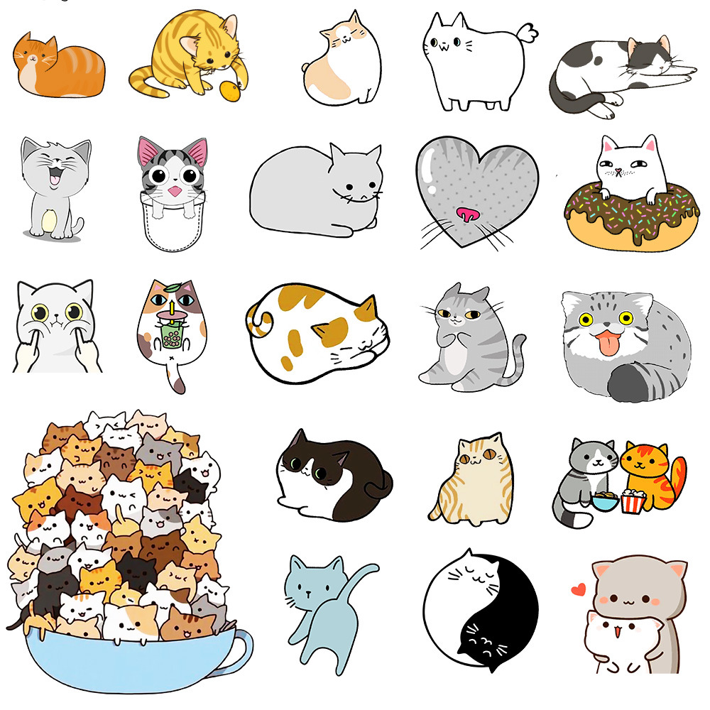 Set 50 Sticker Decal Chống Nước Dễ Thương Size Lớn
