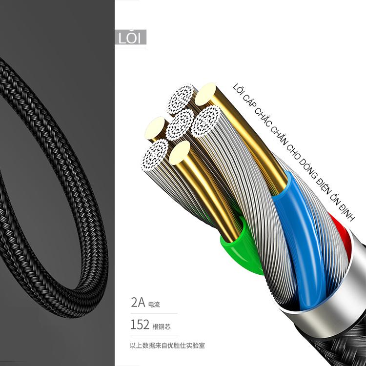Cáp sạc Lightning cho iPhone, iPad chống rối, chống đứt USAMS