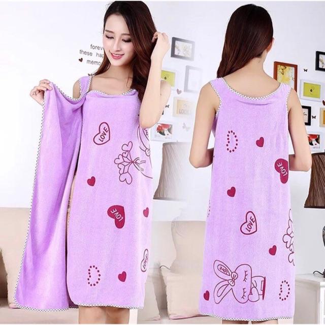 Khăn tăm kiêm áo choàng 2 dây quyến rũ. Khăn tắm đa năng-Khăn tắm 2 trong 1-Khăn tắm cao cấp. áo choàng tắm