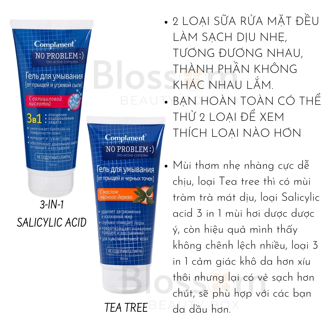 Sữa rửa mặt Compliment No Problem giảm viên mụn