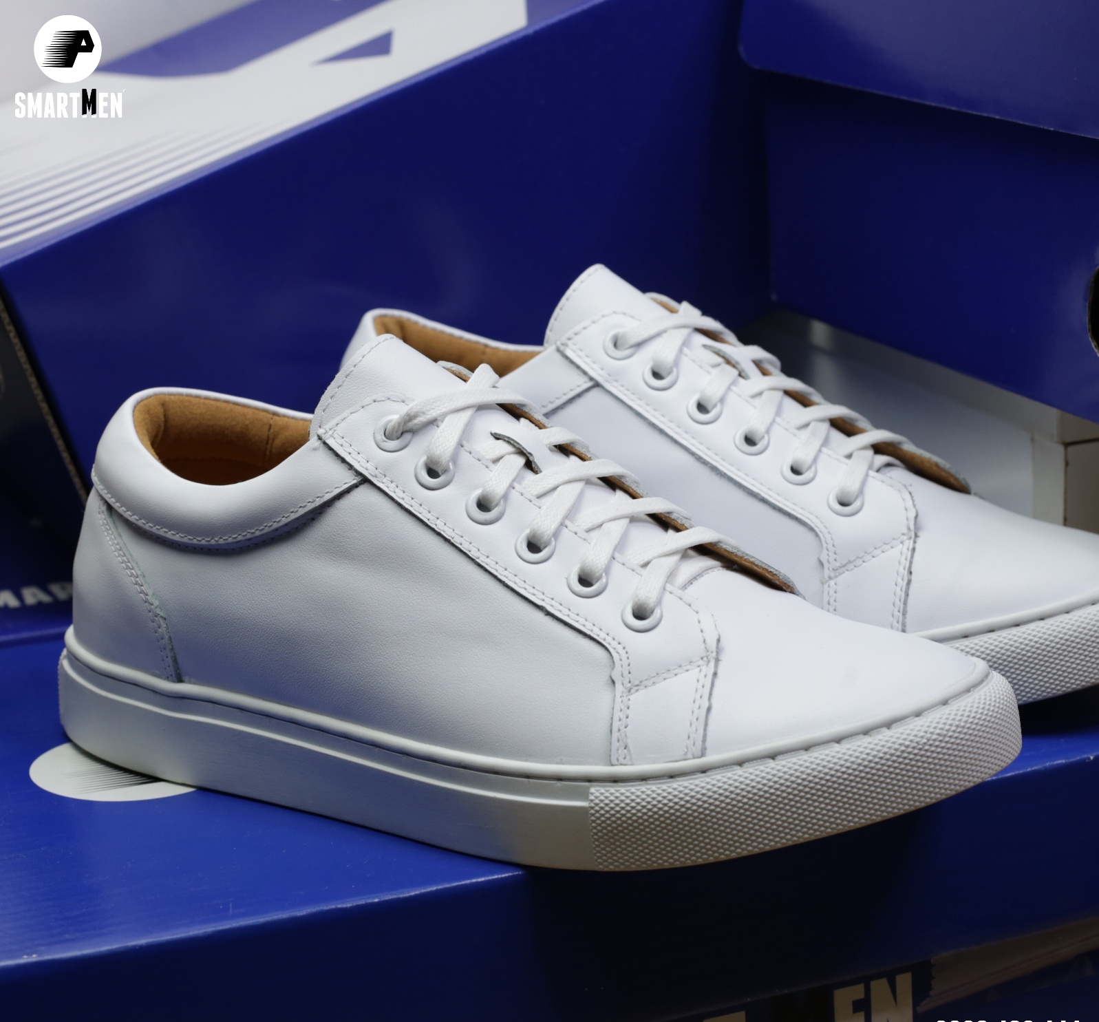 Giày Sneaker Da bò Tăng chiều cao SMARTMEN GD1-06 Trắng