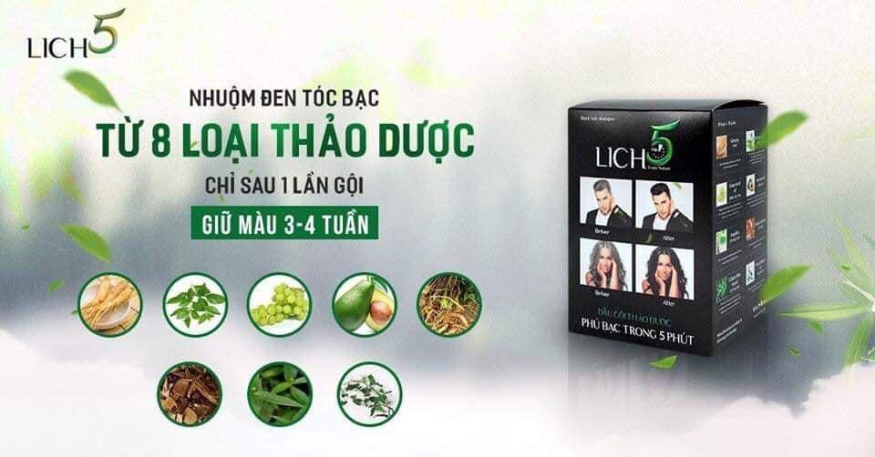 [cỏ cây hoa lá]  3 gói lich5  nhuộm đen tóc