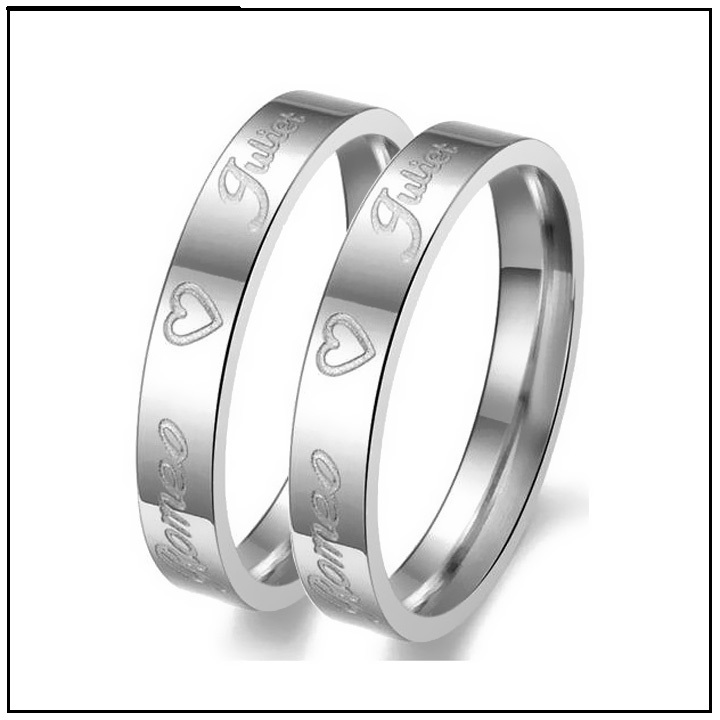 1 chiếc nhẫn đôi inox thời trang romeo & juliet - qc04