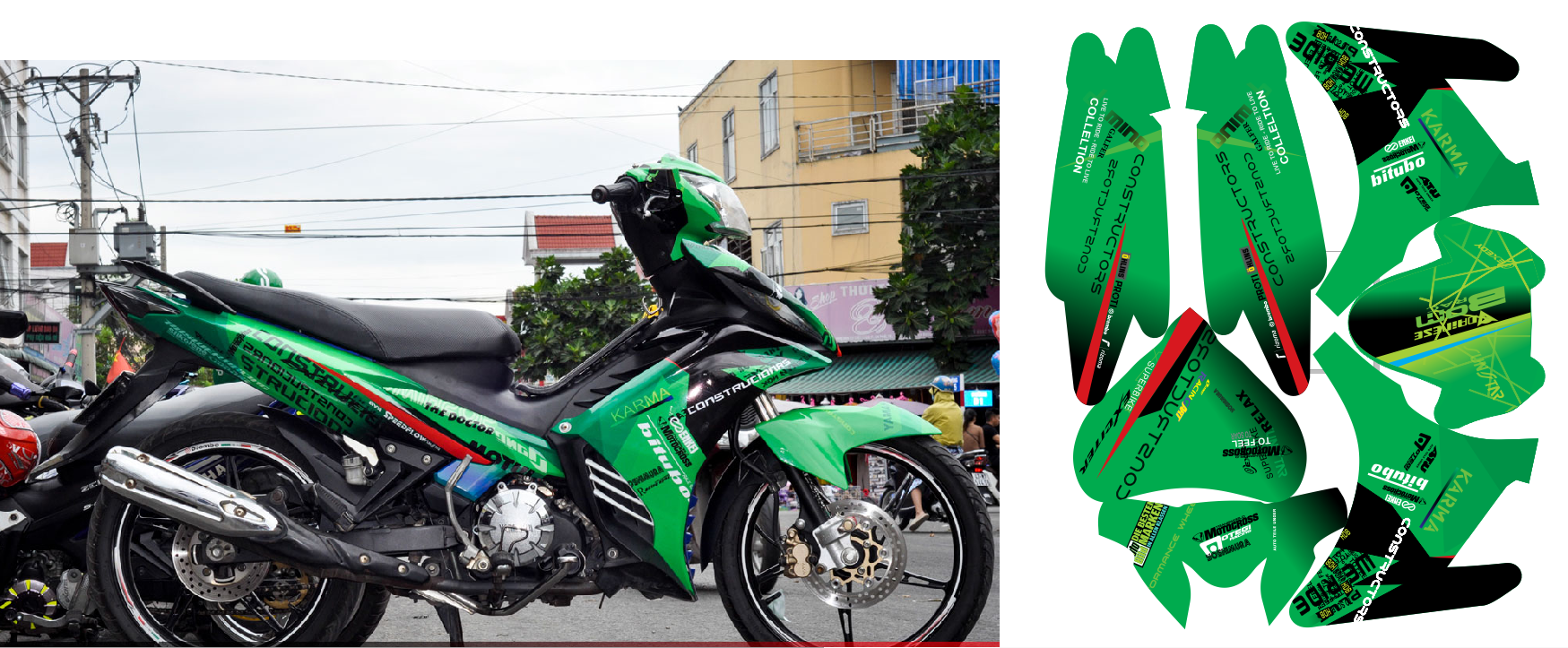 Tem trùm exciter 135 xanh lá, tem exciter 135, team trùm exciter 135, tem xe exciter 135, team trùm ex 135, team xe exciter 135 xanh lá