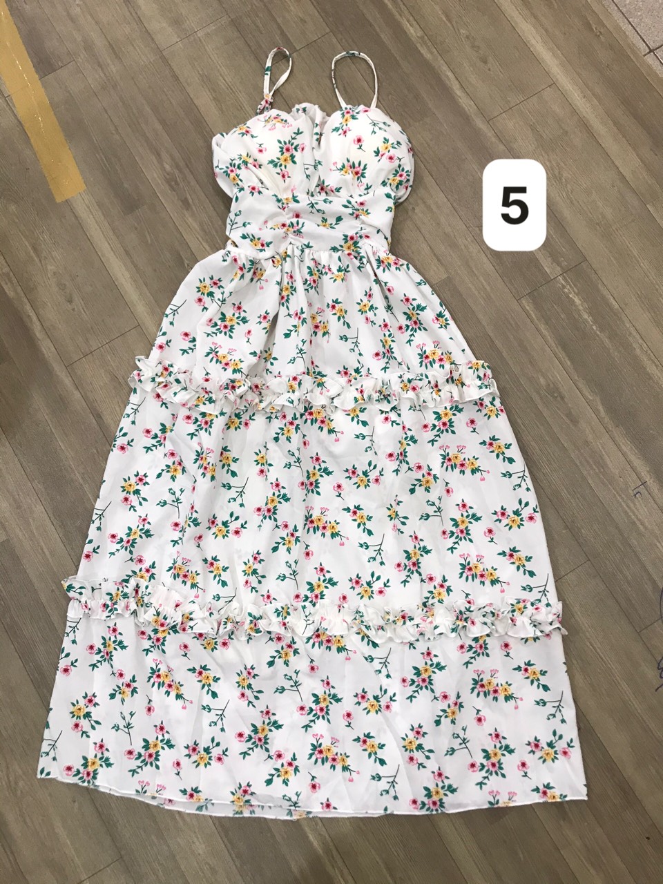 Đầm maxi hai dây hoa nhí + Ảnh thật