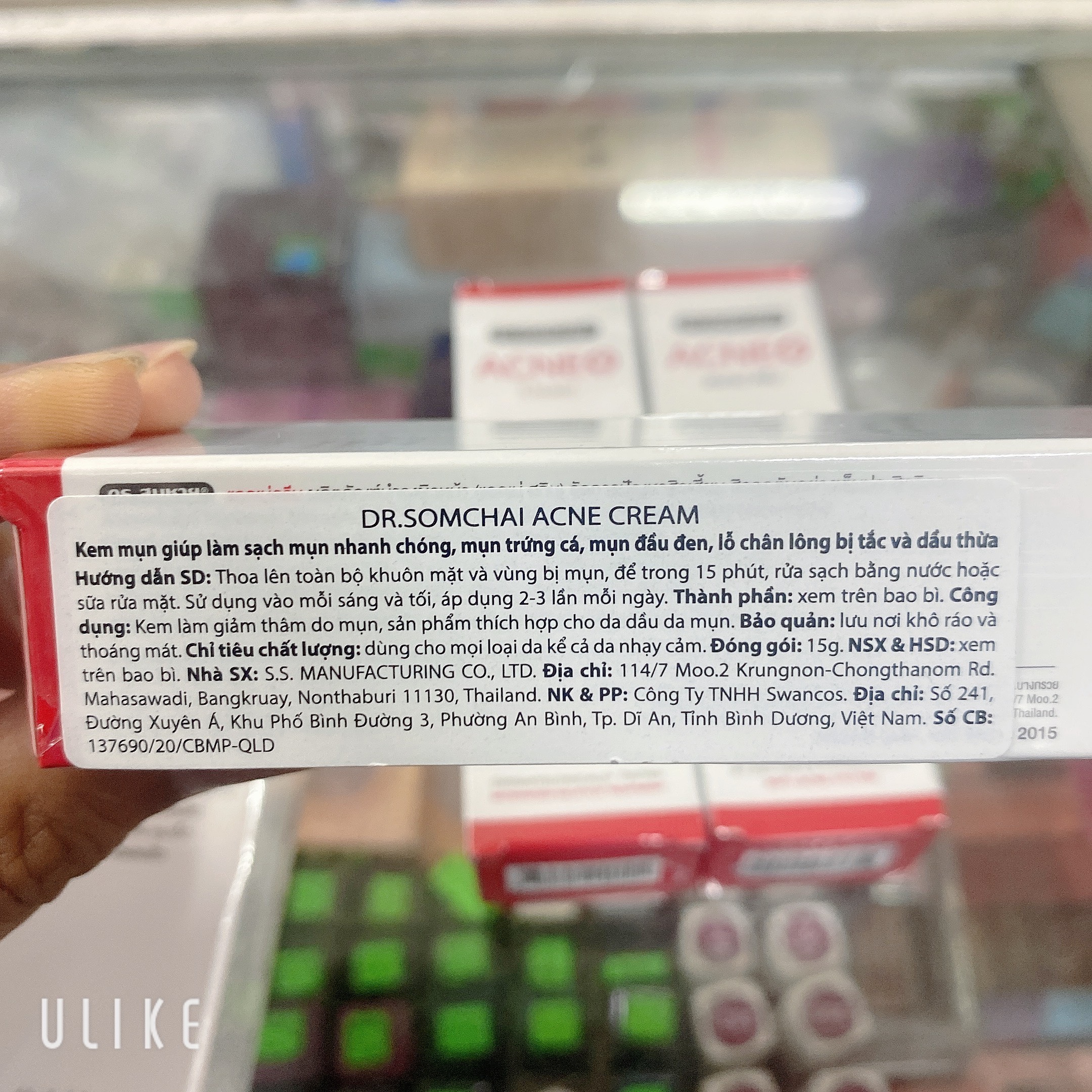 Dr.SOMCHAI Acne Cream Mụn Giảm Thâm 15g