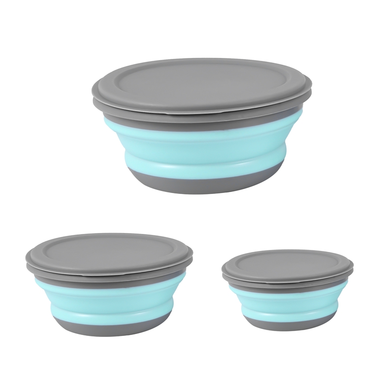 3Pcs/Set Bowl Sets Silicone Folding Lunch Box Folding Bowl Portable Silicone Folding Bowl Foldable Salad Bowl with Lid