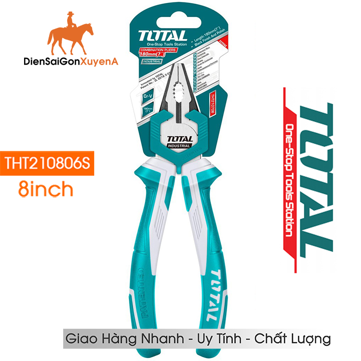 Kìm điện Kềm Răng CrV 8 inch 200mm Total THT210806S - Điện Sài Gòn Xuyên Á