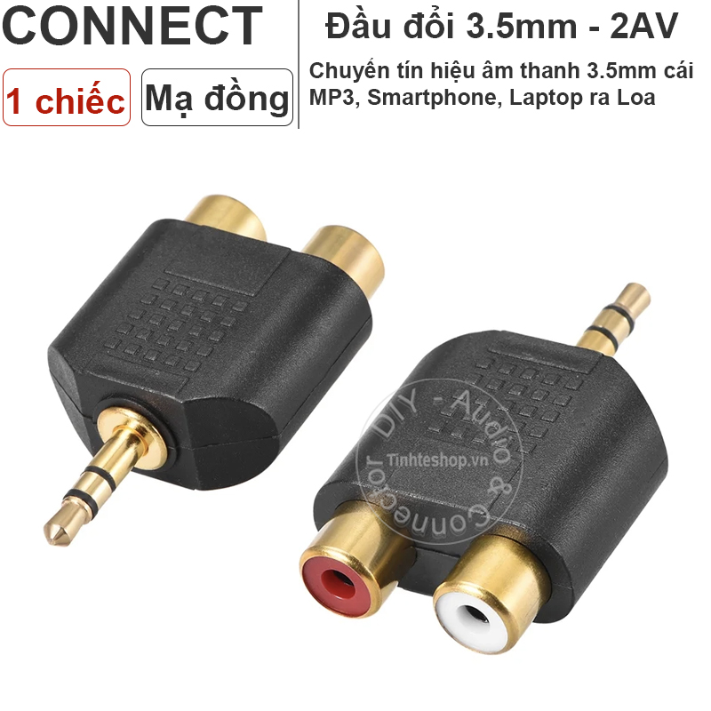 Audio 3.5mm to 2 AV R+L (Connect to Smartphone, Laptop/PC to Amplifier, Speaker