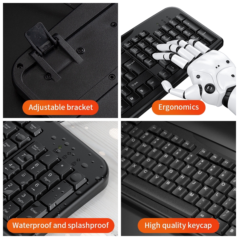 3CER Bàn phím im lặng có dây cho trò chơi văn phòng doanh nghiệp Thích hợp cho máy tính Máy tính xách tay PC