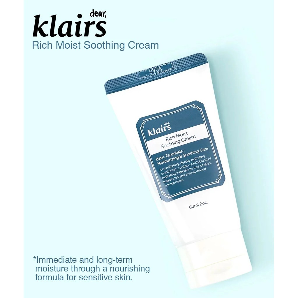 Kem dưỡng ẩm cấp nước tức thời cho da klairs rich moist soothing cream 60ml
