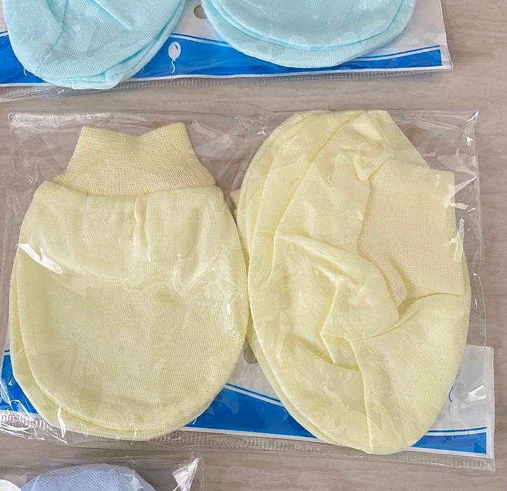 Bộ Găng Tay Chân Sơ Sinh Cotton Mềm Mại Màu Pastel Cho Bé 0-12 Tháng