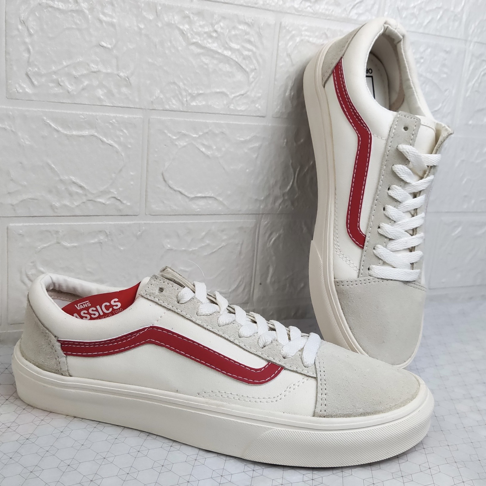 Giày Thể Thao Vans Style36 Viền Đỏ Da Lộn Cao Cấp Fullbox