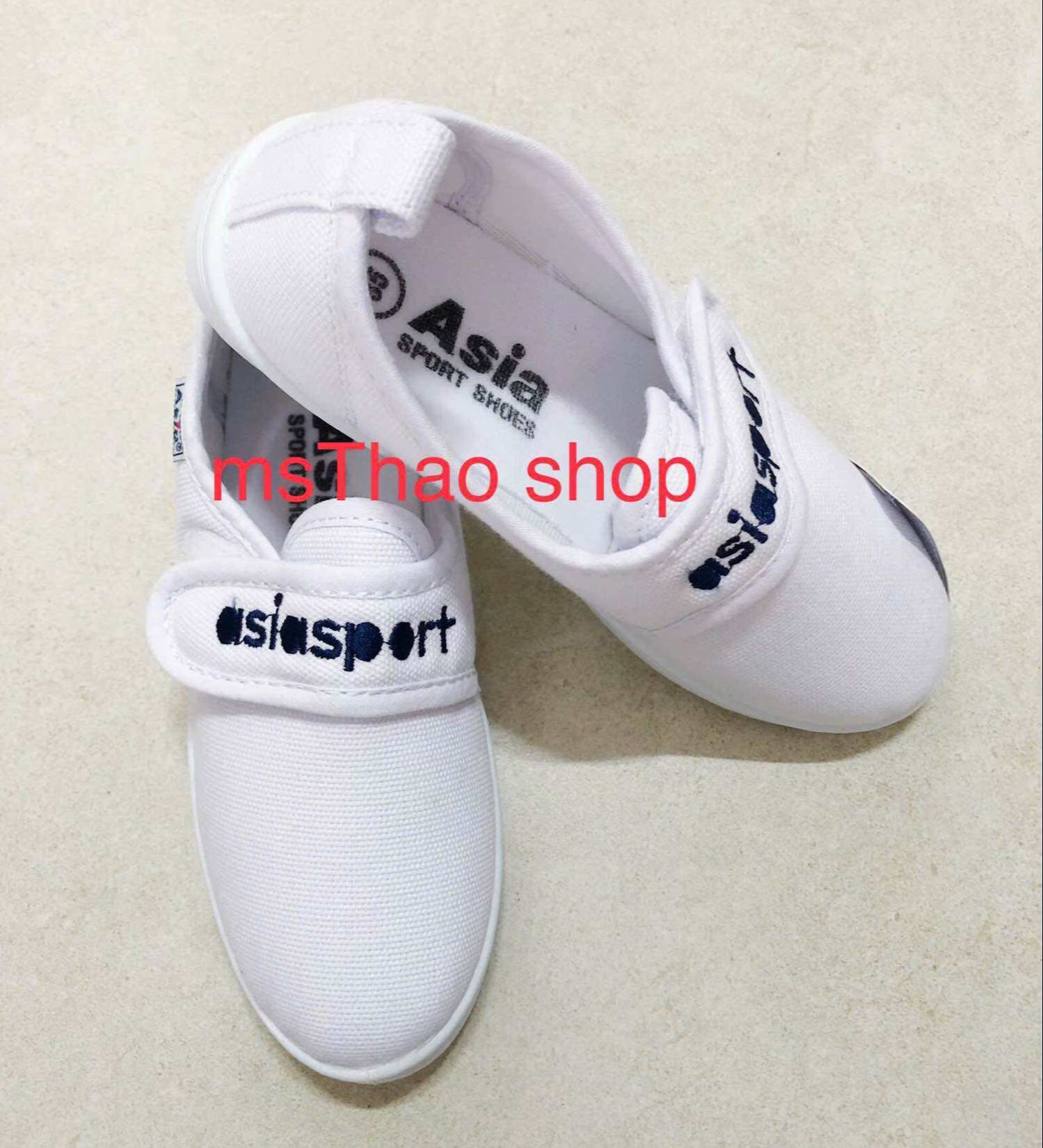 Giày thể dục Dán NỮ vải TRẮNG W06 thể thao học sinh ASIA
