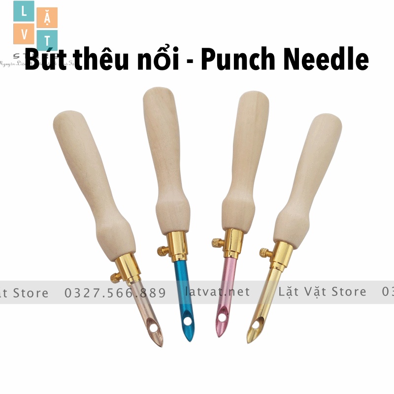[HCM]Bút gỗ thêu len xù có thể để điều chỉnh độ dài của kim thêu - Punch Needle Tool