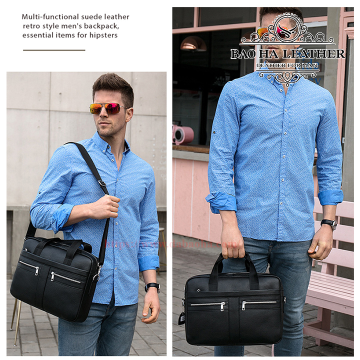 Cặp da nam công sở - BHM2019 Vừa laptop 15inch