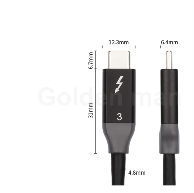 Cáp Thunderbolt 3 USB type-C chuẩn USB4 Power Delivery 100W 20V5A tốc độ 40 Gbps - BH 12th