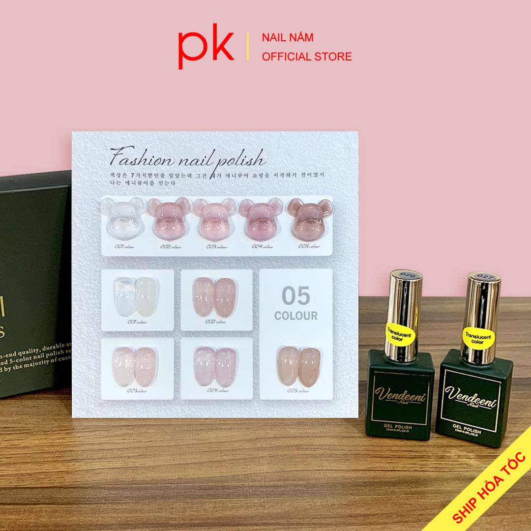 Set sơn gel thạch 5 màu Vendeeni cao cấp mã 1-5 tặng kèm bảng màu