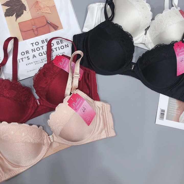 Đủ size 34 đến 40 - Áo ngực nữ mút mỏng cài trước có gọng nâng ngực trơn phối ren nâng ngực co dãn bút đúc mềm mại - áo lót nâng ngực chống sệ - TinTin888