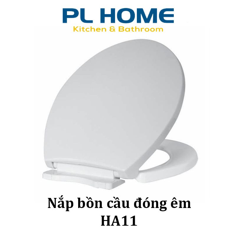 Nắp bồn cầu đóng rơi êm HA11 - Nhựa trắng, dày dặn, ốc cố định dài 10 cm