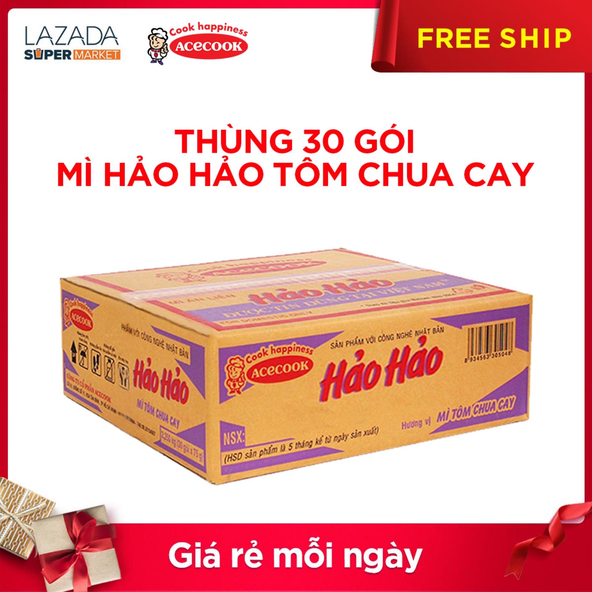 Thùng 30 gói mì Hảo Hảo tôm chua cay 75g (DATE MỚI NHẤT)