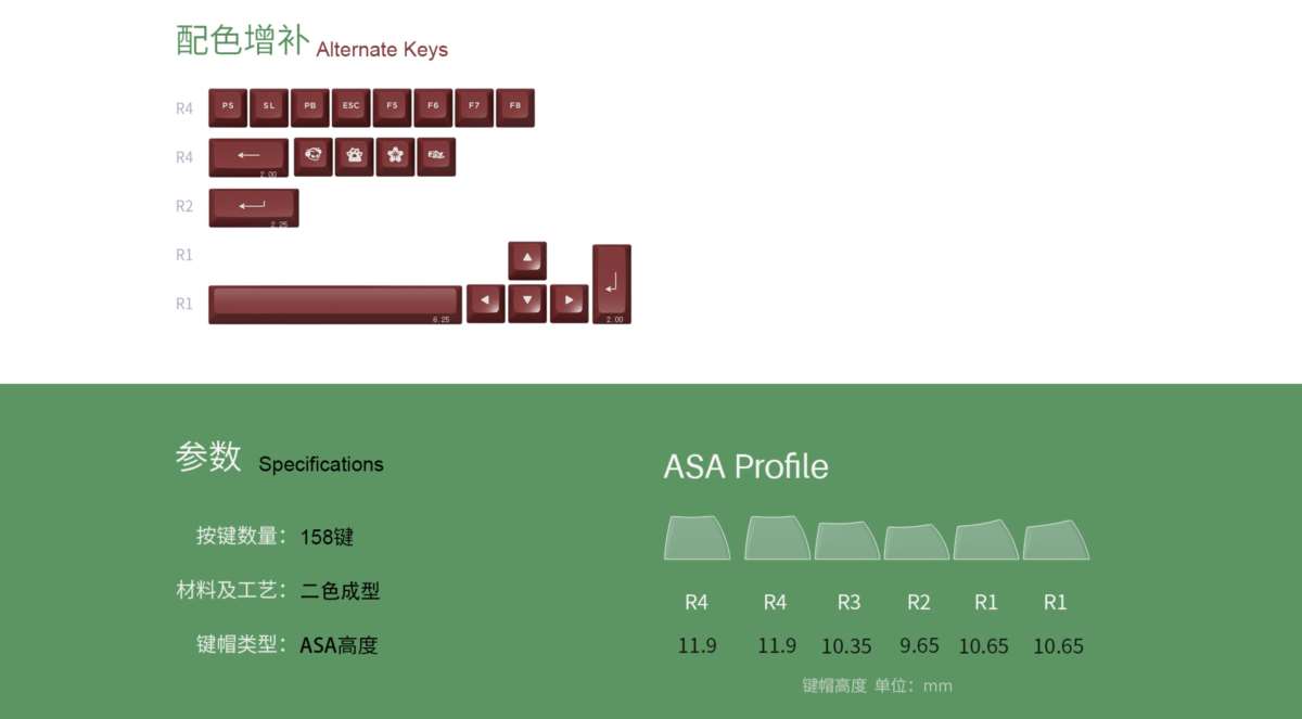 AKKO Keycap set – Matcha Red Bean (PBT Double-Shot/ ASA profile/ 158 nút)