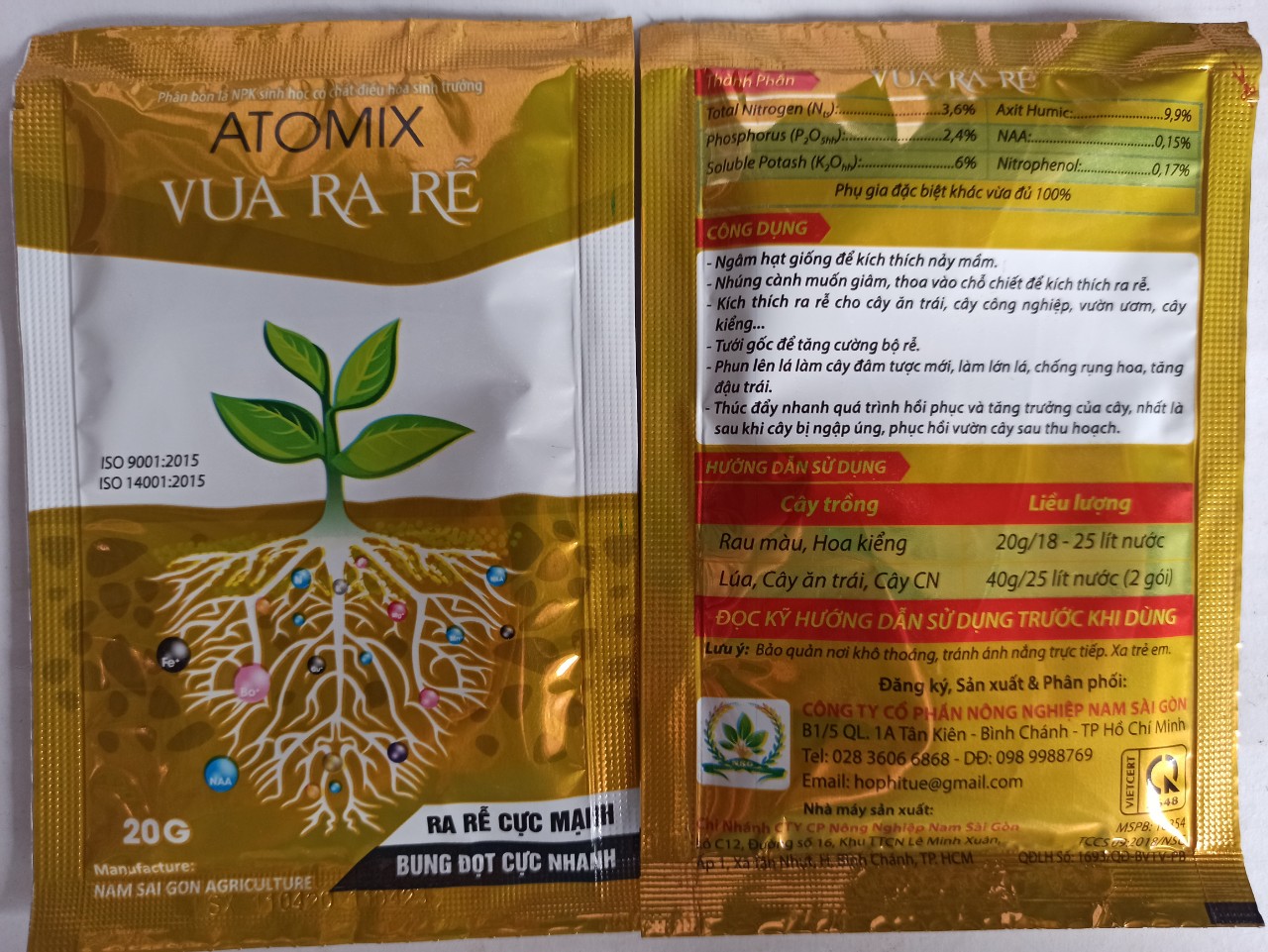 Phân bón NPK sinh học VUA RA RỄ ATOMIX - Gói 20g