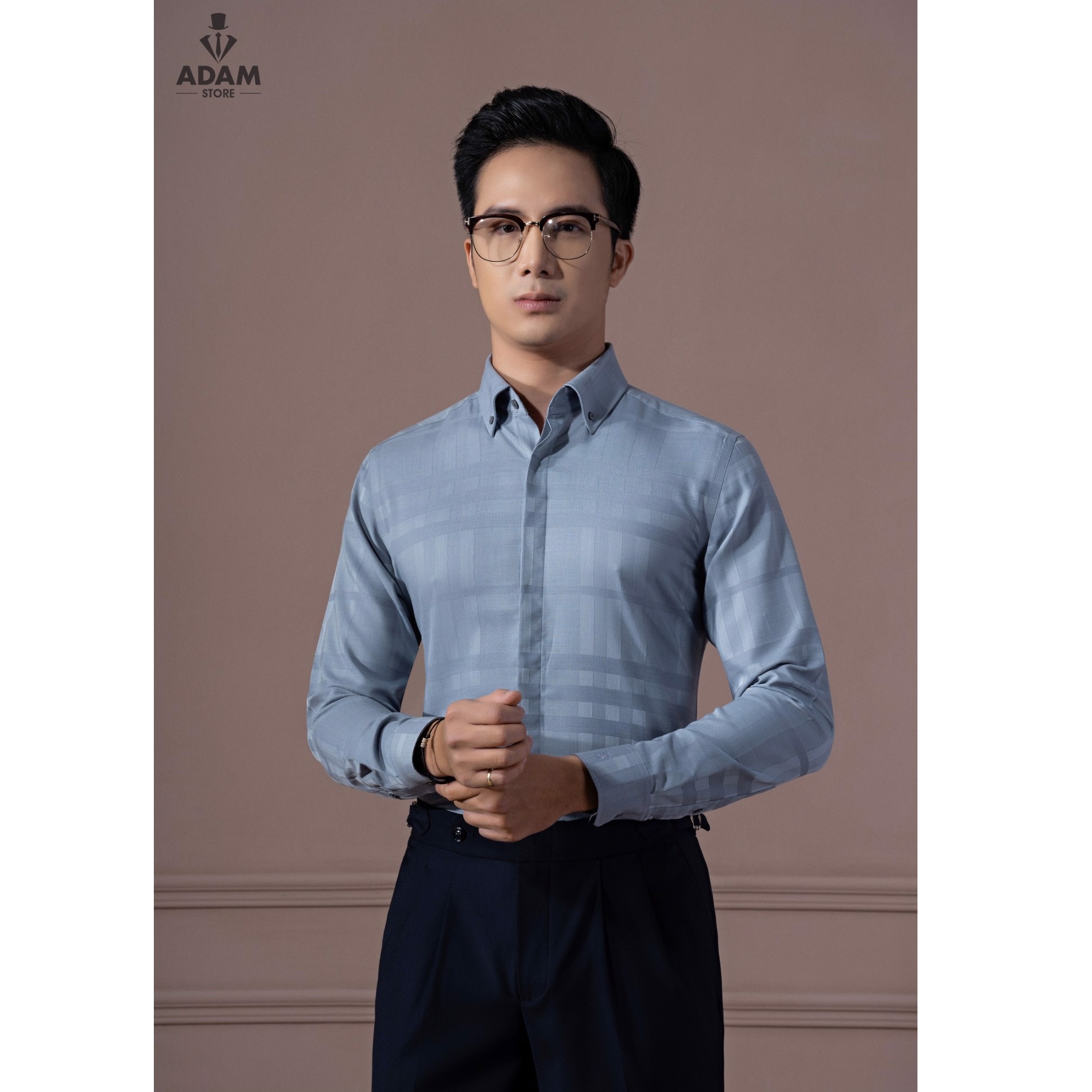 Áo sơ mi cao cấp ghi kẻ chìm TXKC02