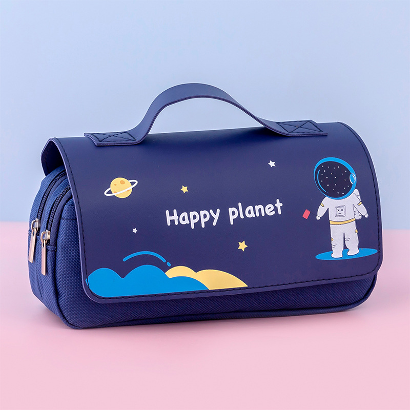 Hộp đựng bút vải canvas nắp lật hoạt hình phi hành gia