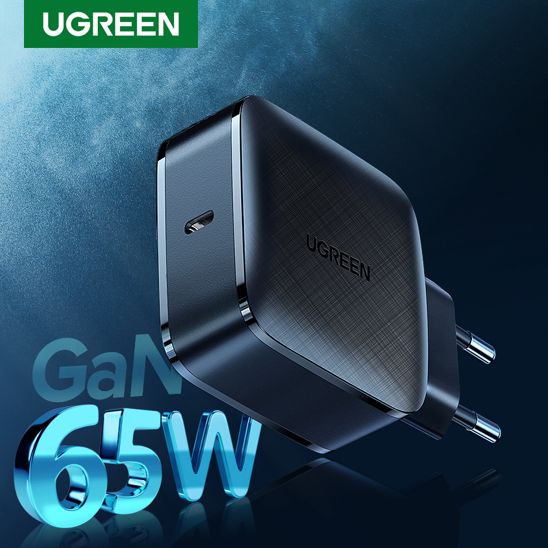 【Olny với 1 cổng】UGREEN 65W GaN Charger 65W USB Type C PD Charger Power Delivery Fast Charger for iPhone 12, iPad Pro 2020, MacBook Air, SAMSUNG S20+/Huawei/Oneplus/Surface Pro 7/Dell/ASUS/Lenovo ThinkPad Laptops