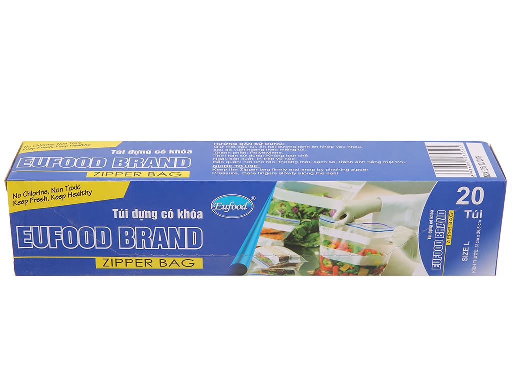 Túi đựng có khoá Zip Eufood size L 26.5 x 31cm (20 túi)