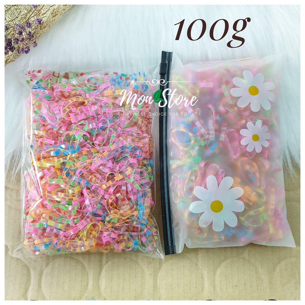 [Loại tốt, size to] Thun cột tóc MÀU ĐỨT KHÚC mix màu xinh xắn